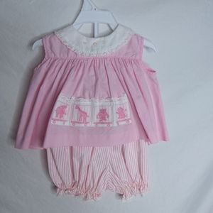 Vintage Nannette Baby Girl Sleeveless Top and Short Set Pink and White